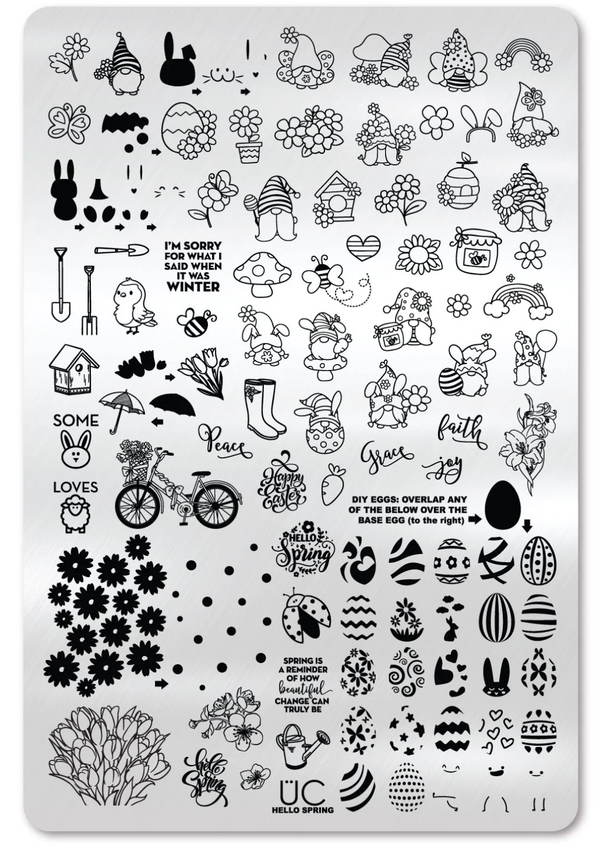Hello Spring  - Uber Chic Stamping Plate