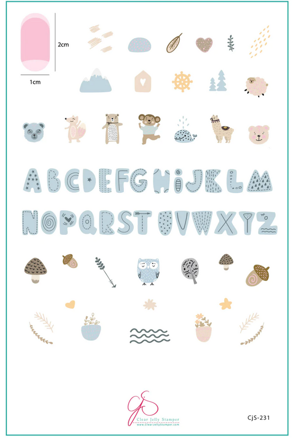 Alphabet - Bubble Letter Forest (CjS-231) - Clear Jelly Stamping Plate