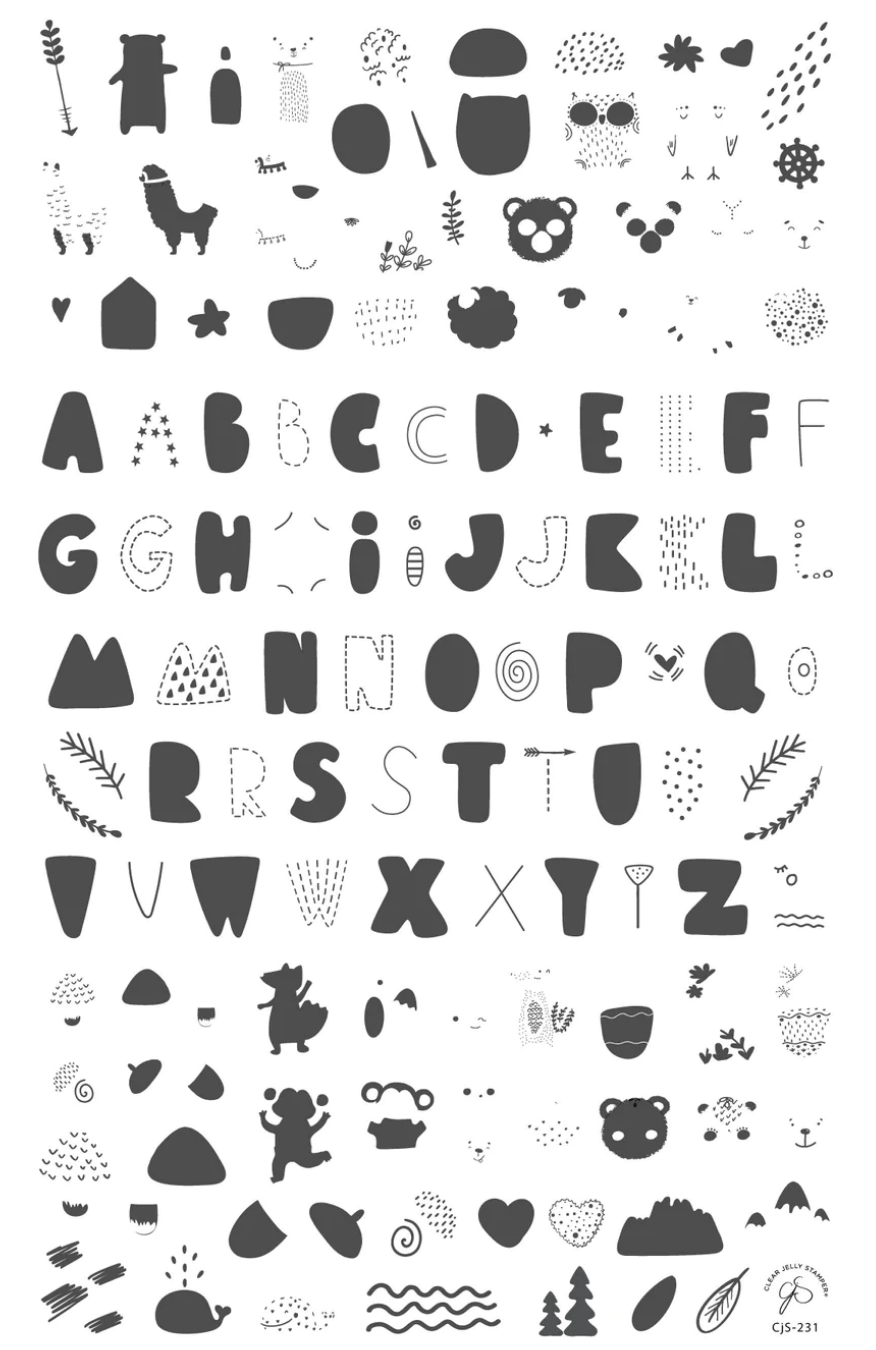 Alphabet - Bubble Letter Forest (CjS-231) - Clear Jelly Stamping Plate