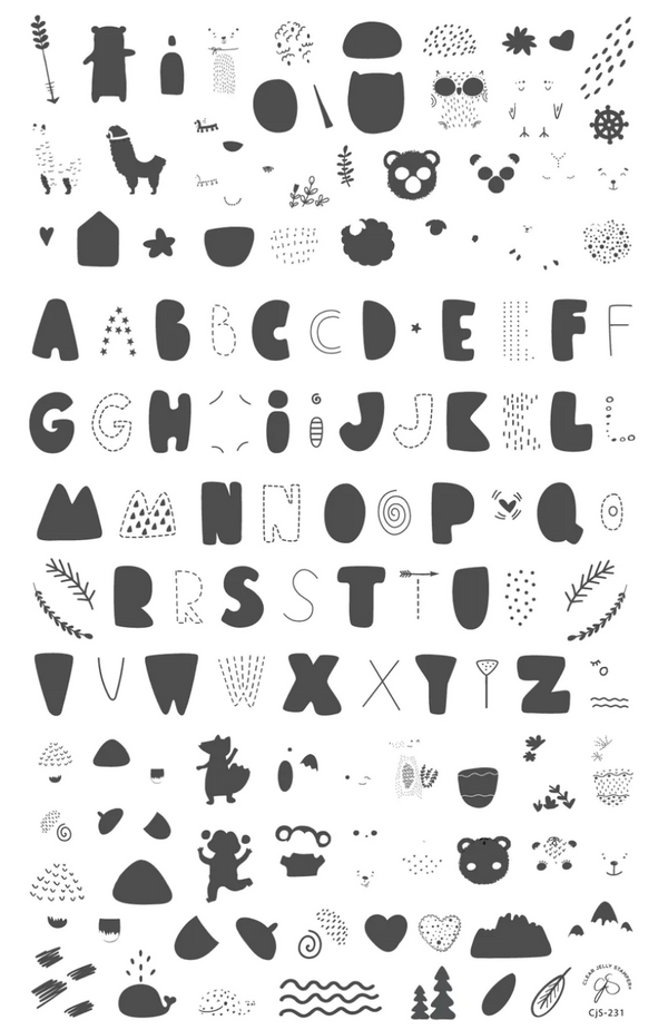 Alphabet - Bubble Letter Forest (CjS-231) - Clear Jelly Stamping Plate