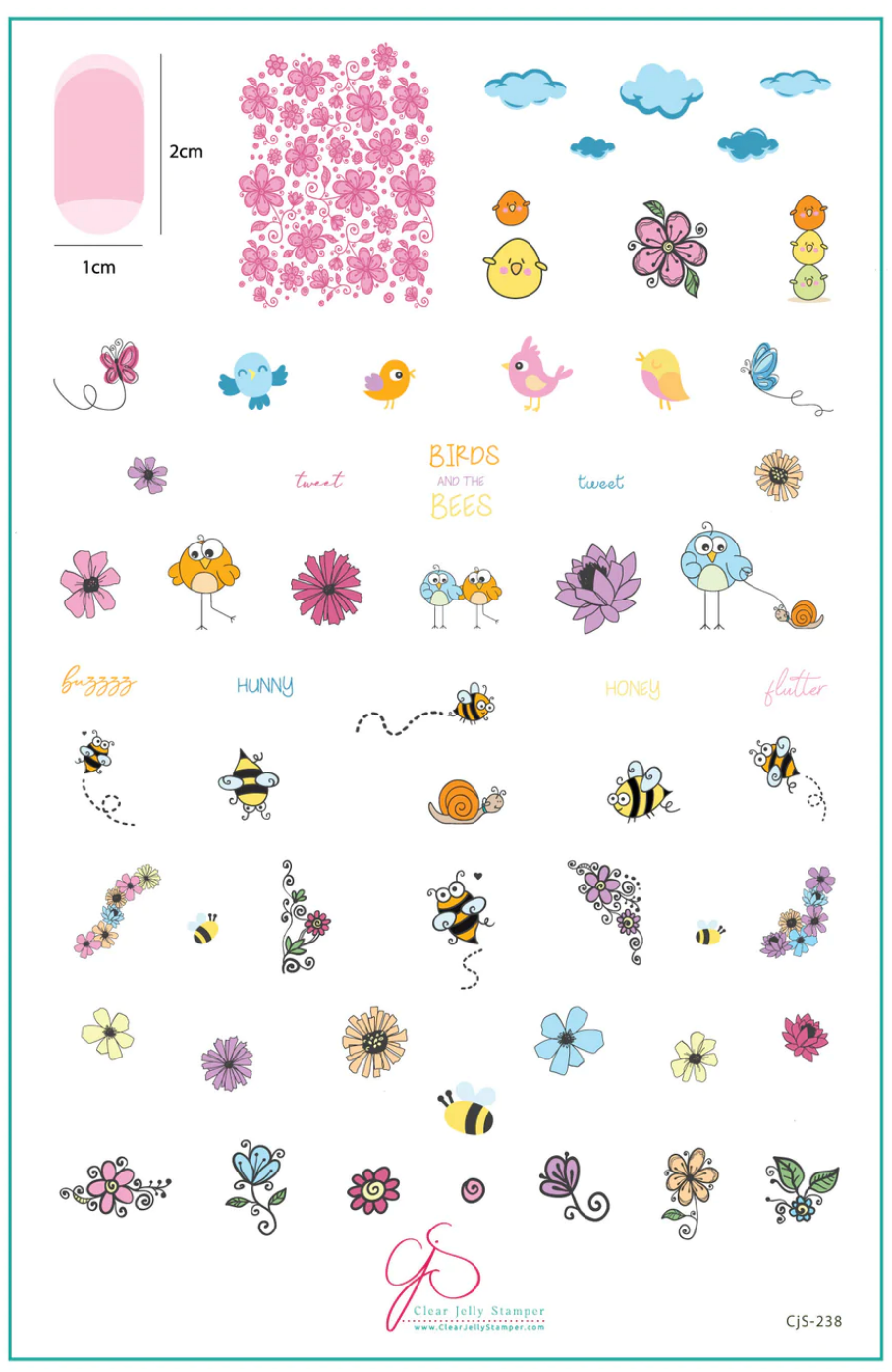 Birds And The Bees (CjS-238) - Clear Jelly Stamping Plate