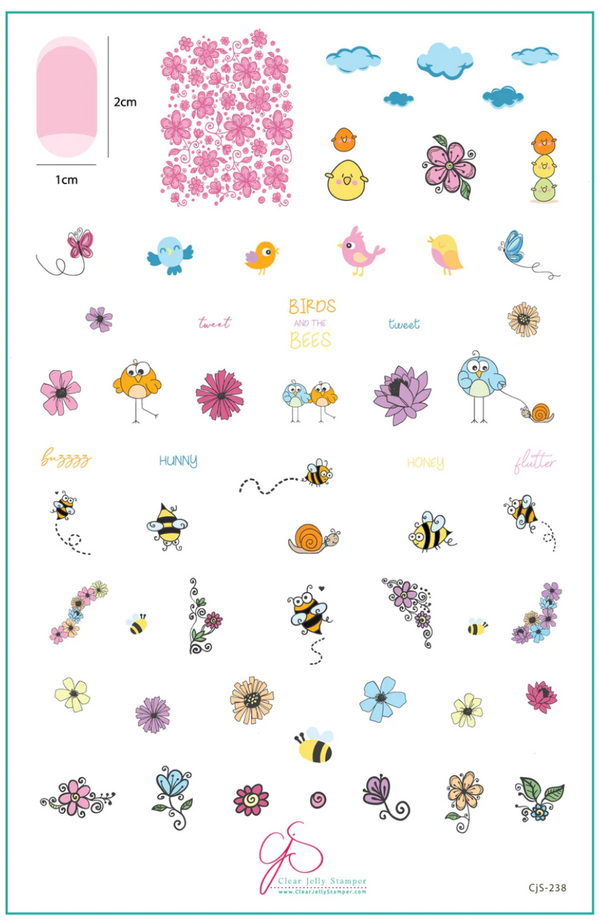 Birds And The Bees (CjS-238) - Clear Jelly Stamping Plate