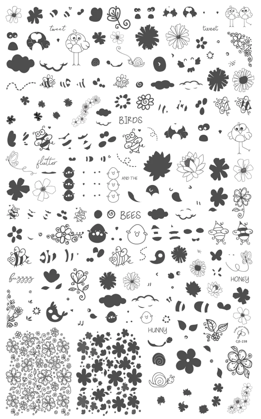 Birds And The Bees (CjS-238) - Clear Jelly Stamping Plate Secondary image