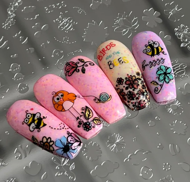 Birds And The Bees (CjS-238) - Clear Jelly Stamping Plate