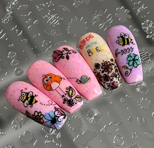 Birds And The Bees (CjS-238) - Clear Jelly Stamping Plate