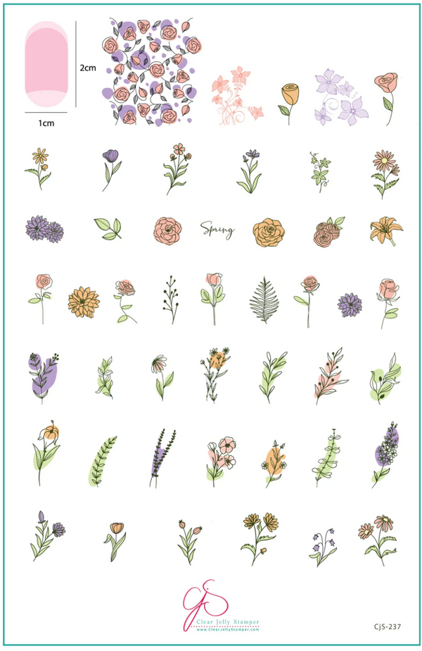 Field of Flowers (CjS-237) -  Clear Jelly Stamping Plate