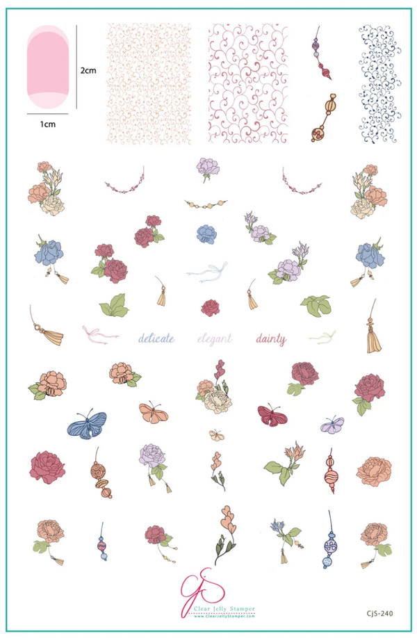 Floral Tassel (CjS-240) -  Clear Jelly Stamping Plate