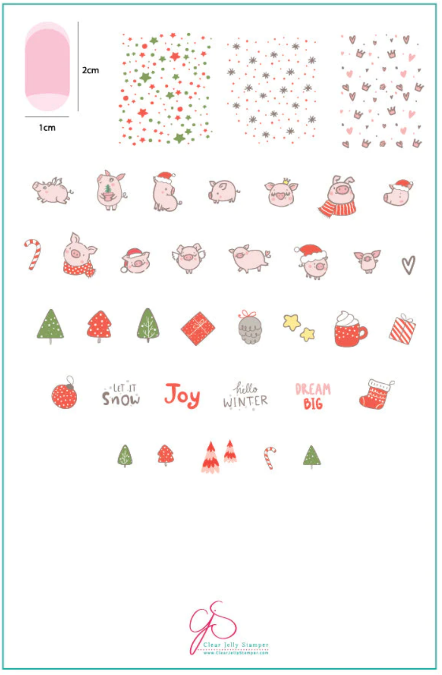 Piggy Christmas (CjS C-50)  - Clear Jelly Stamping Plate