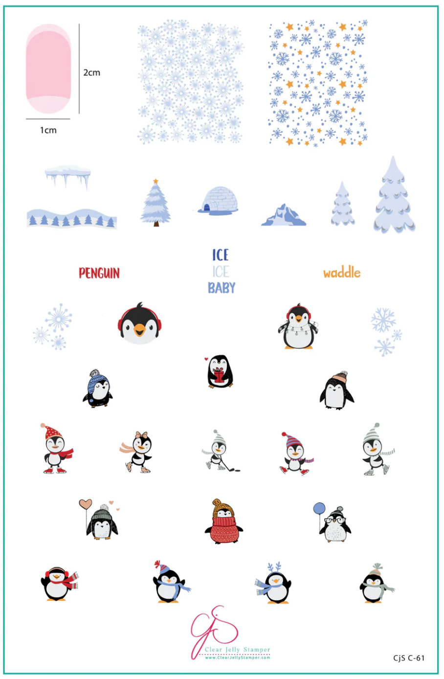 Playful Penguins (CjSC-61) - Clear Jelly Stamping Plate Main image