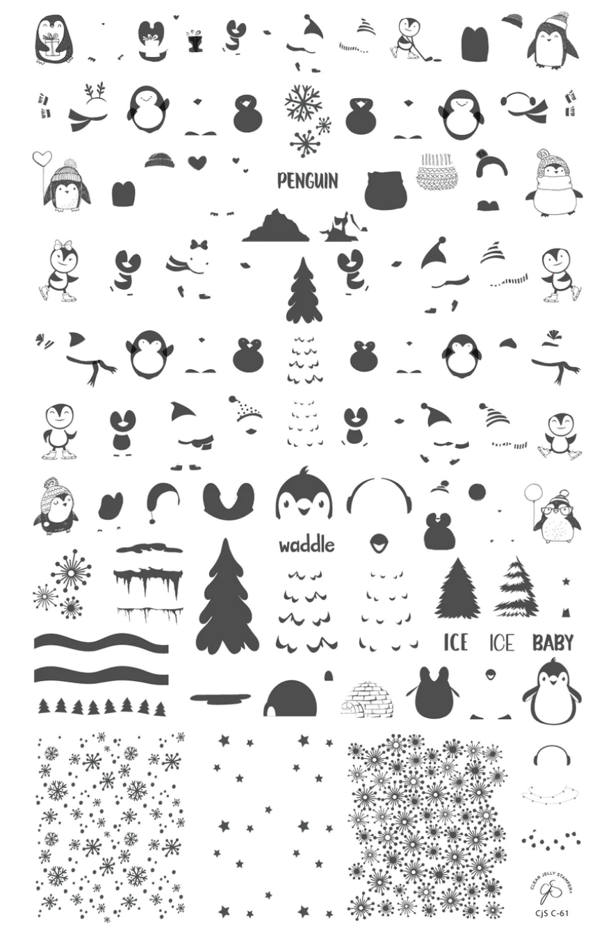 Playful Penguins (CjSC-61) - Clear Jelly Stamping Plate Secondary image