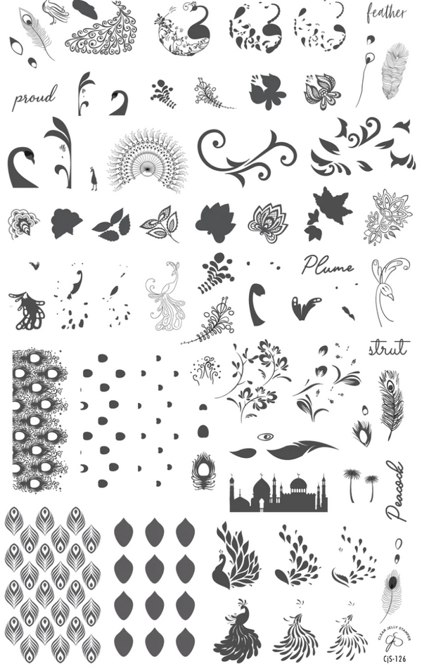Strut your Tail Feathers (CjS-126) - Clear Jelly Stamping Plate