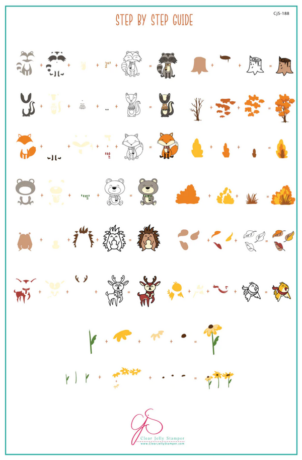 Woodlands Friends (CjS-188)  - Clear Jelly Stamping Plate