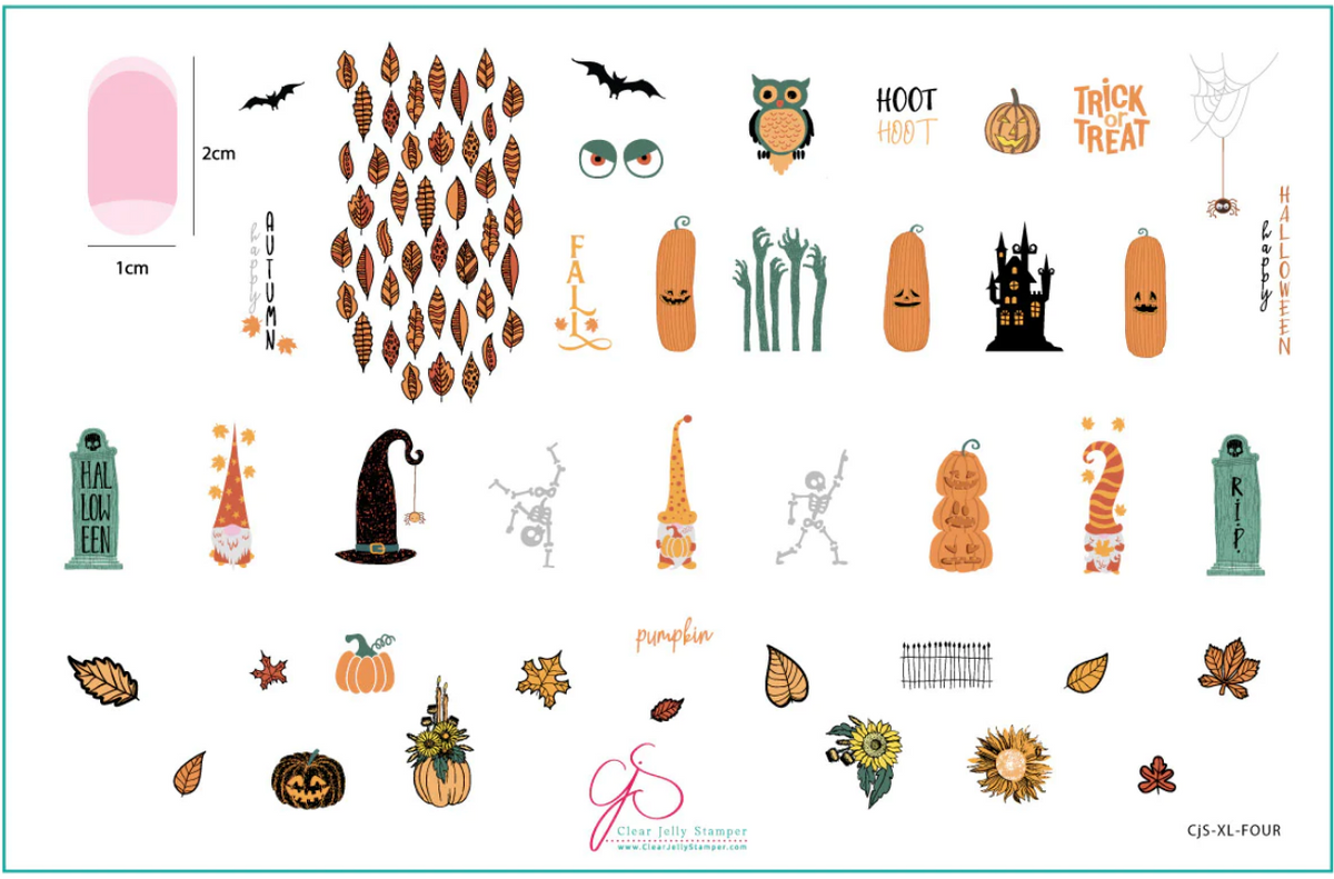 XL FOUR Halloween and Fall (CjS-XL-FOUR) - Clear Jelly Stamping Plate Main image