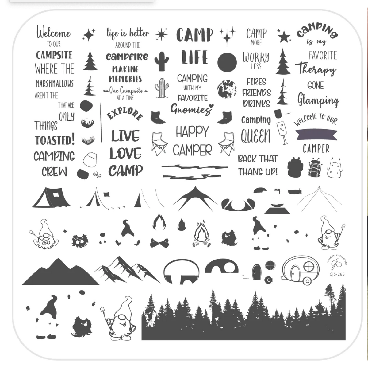 Camping with my Gnomies (CjS-265) -  CJS Medium Stamping Plate