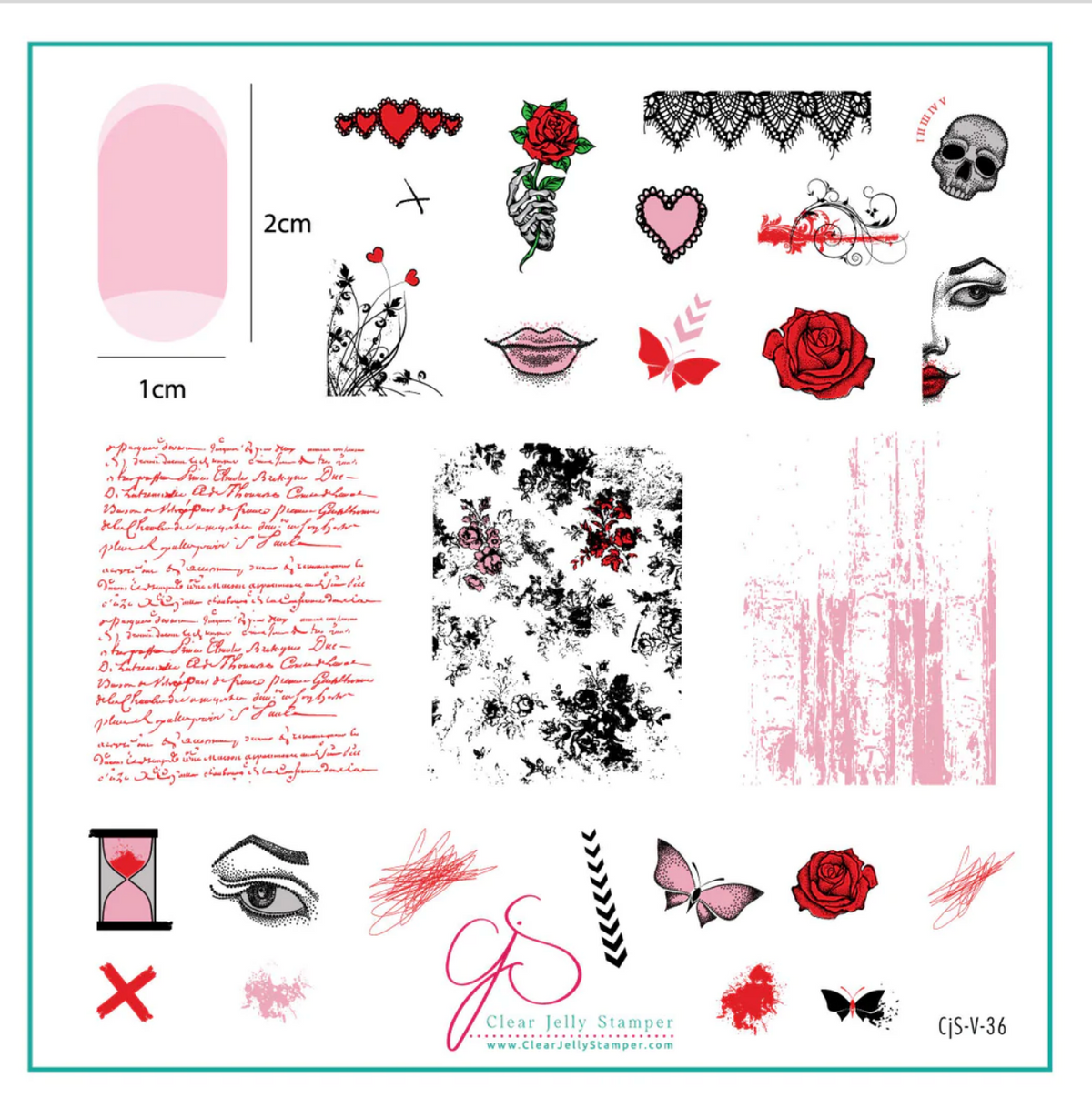 My Edgy Valentine (CjSV-36)  Clear Jelly Medium Stamping Plate