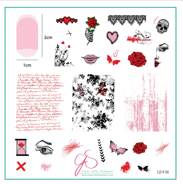 My Edgy Valentine (CjSV-36)  Clear Jelly Medium Stamping Plate