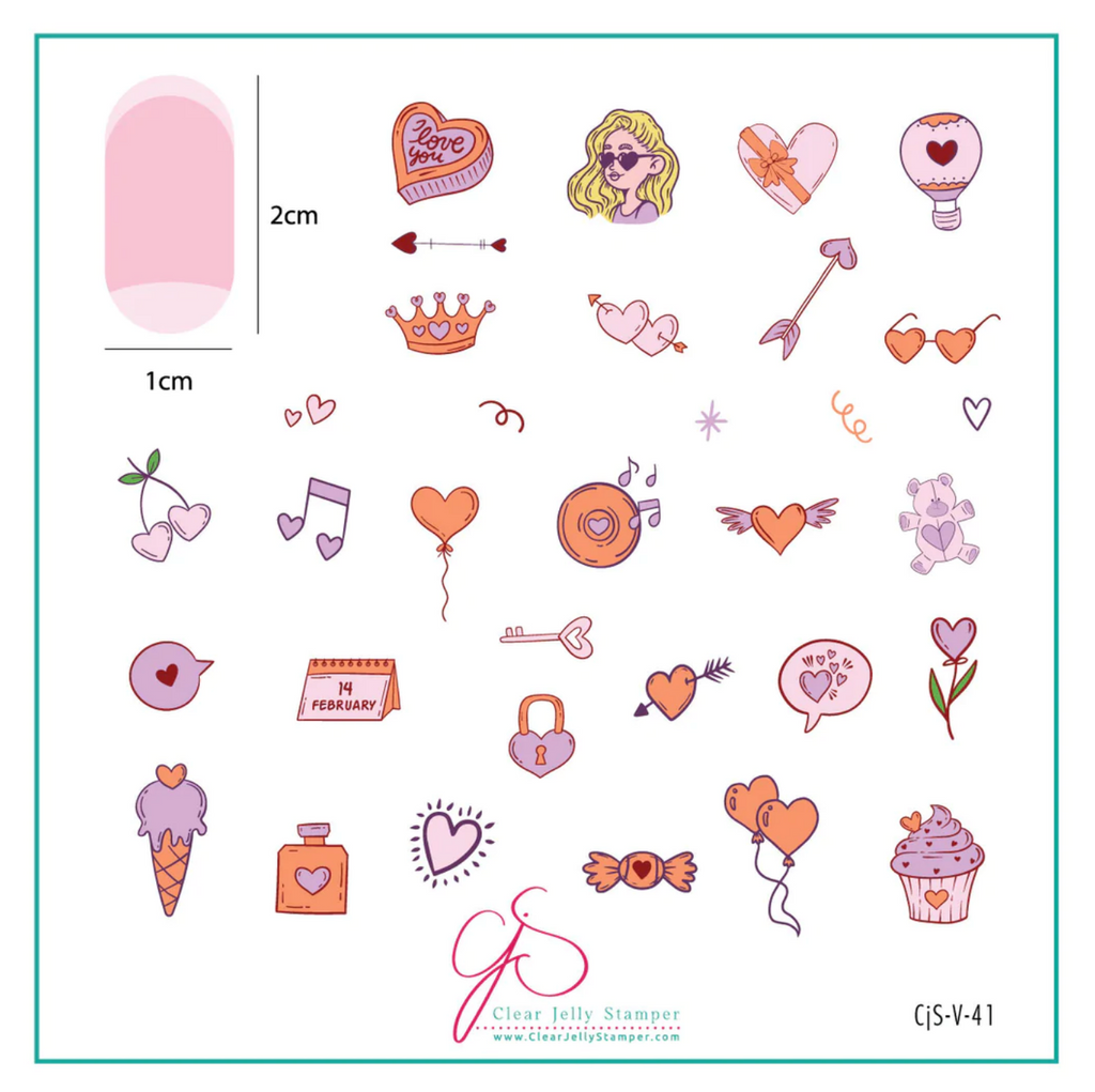 Doodle with Love (CjSV-41) - CJS Medium Steel Stamping Plate