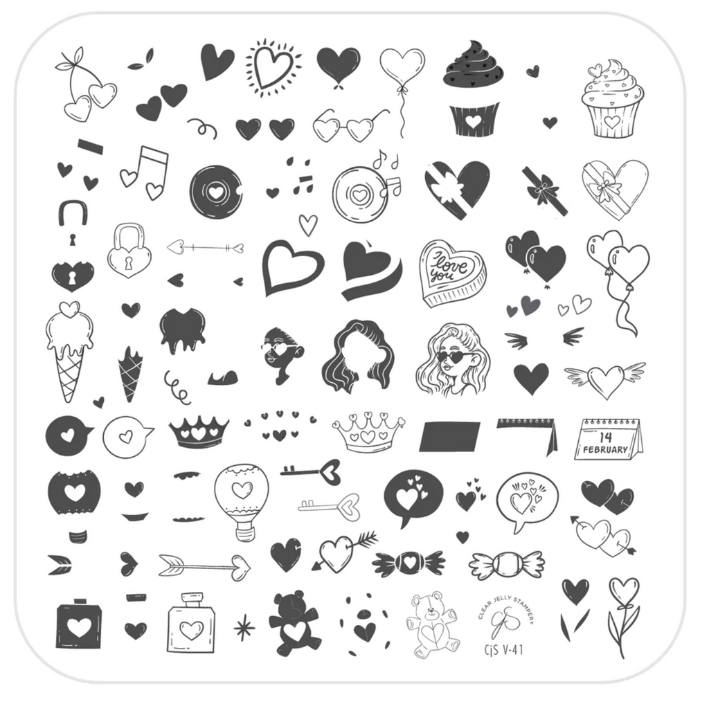 Doodle with Love (CjSV-41) - CJS Medium Steel Stamping Plate