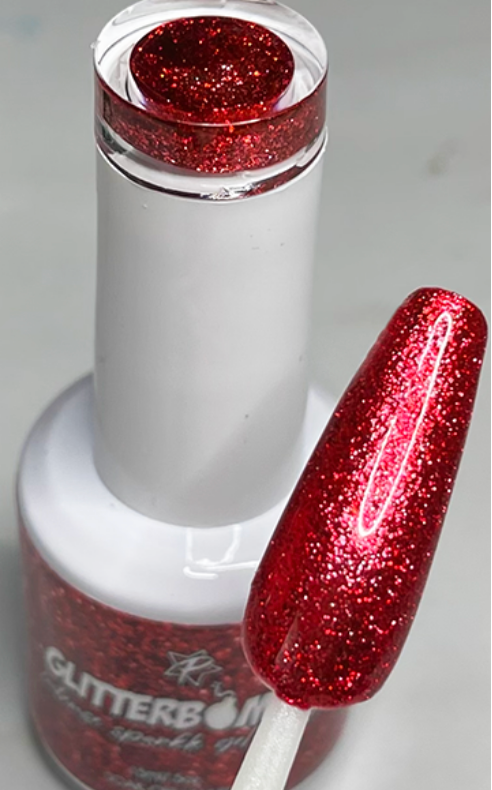 Glitter Bomb Gel Polish!  True Red