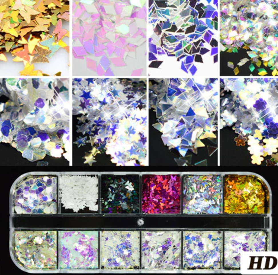 Glitter Kit Sets with 12 Different Glitters - MIX