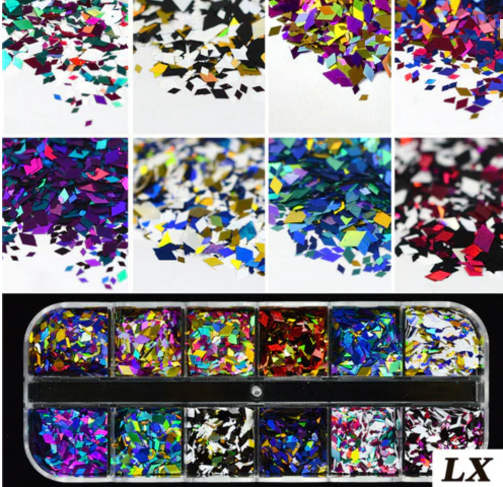 Glitter Kit Sets with 12 Different Glitters - Mix Color Rhombus LX Main image