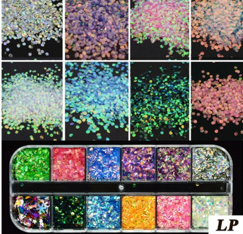 Glitter Kit Sets with 12 Different Glitters - Holo Circles