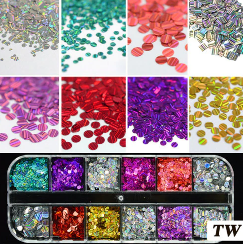 Glitter Kit Sets with 12 Different Glitters -  Party Holo Circles TW Main image