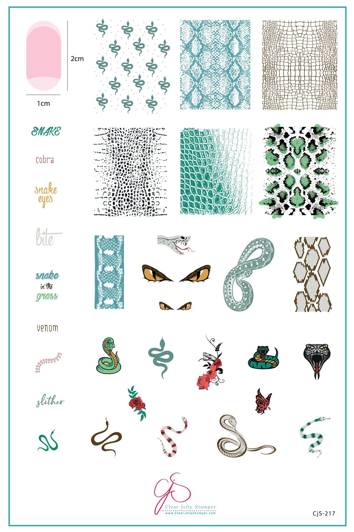 Snake (CjS-217) -  Clear Jelly Stamping Plate Main image
