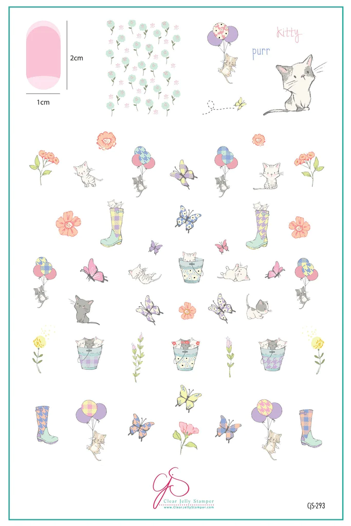 Sweet Spring Kitties (CjS-293) Steel Nail Art Stamping Plate