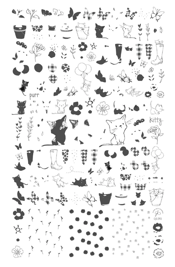 Sweet Spring Kitties (CjS-293) Steel Nail Art Stamping Plate