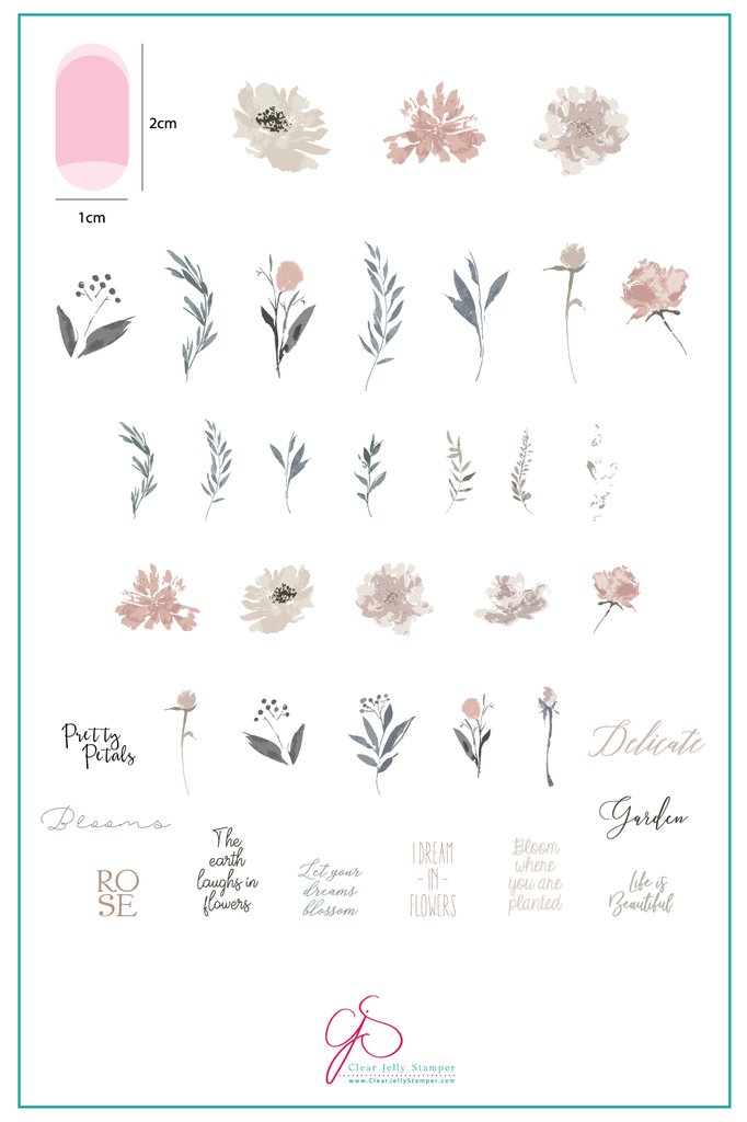 Watercolour Garden (CjS-81)  - Clear Jelly Stamping Plate Main image