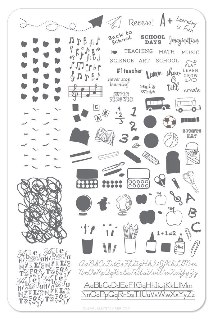 Back To School (CjS-44) - Primary - Clear Jelly Stamping Plate