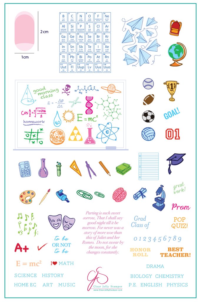 Back to School Scholastic (CjS-42) - Clear Jelly Stamping Plate – LuvNailz