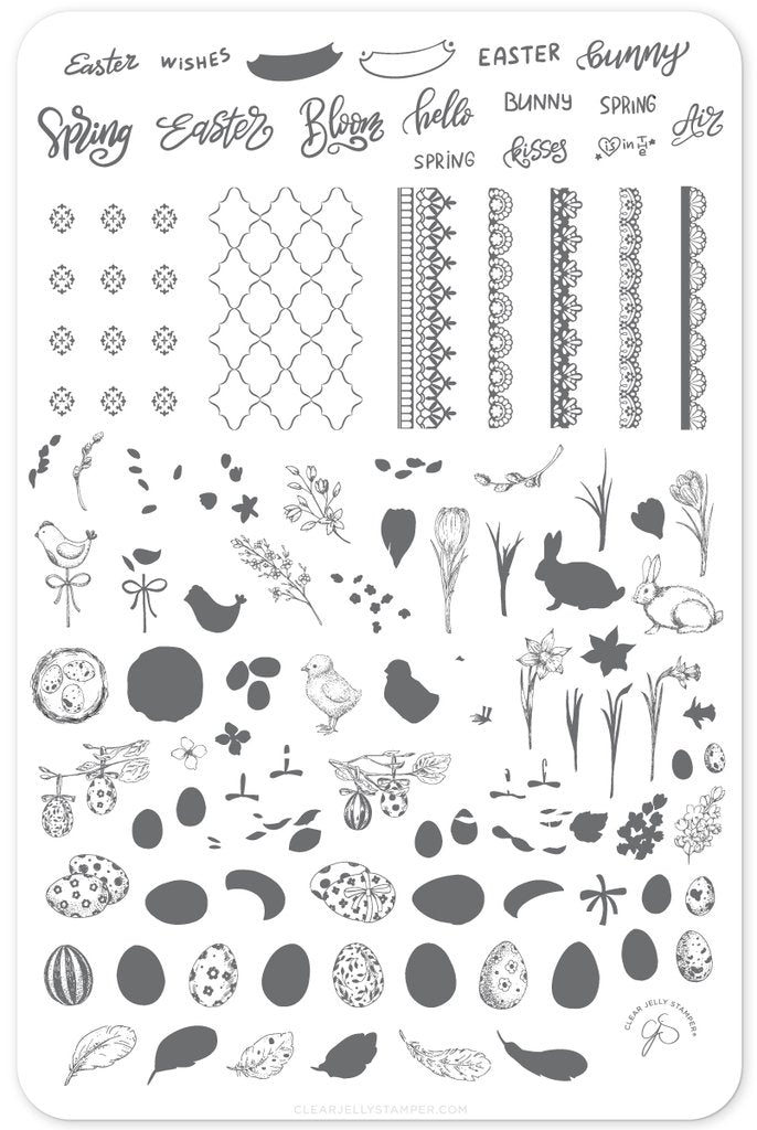 Bunny Kisses (CjSH-29)  - Clear Jelly Stamping Plate