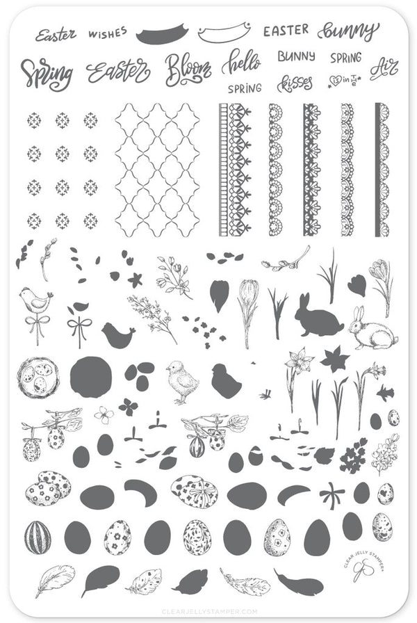 Bunny Kisses (CjSH-29)  - Clear Jelly Stamping Plate