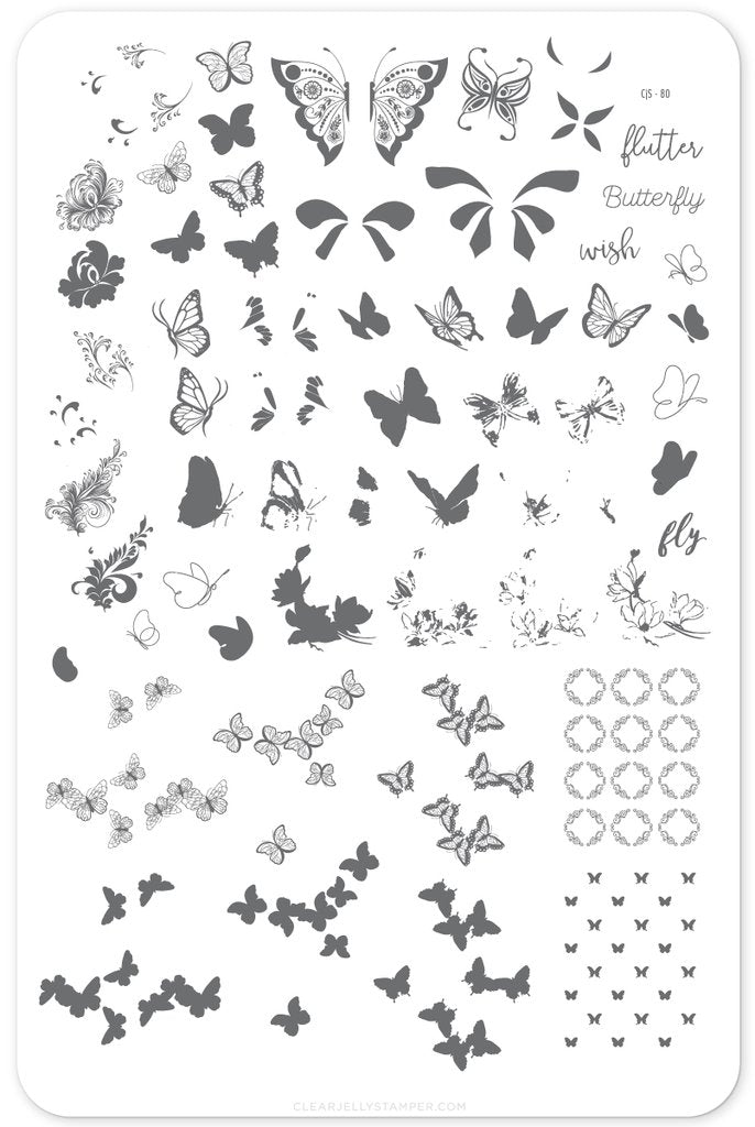 Butterfly Wishes (CjS-80) - Clear Jelly Stamping Plate Main image