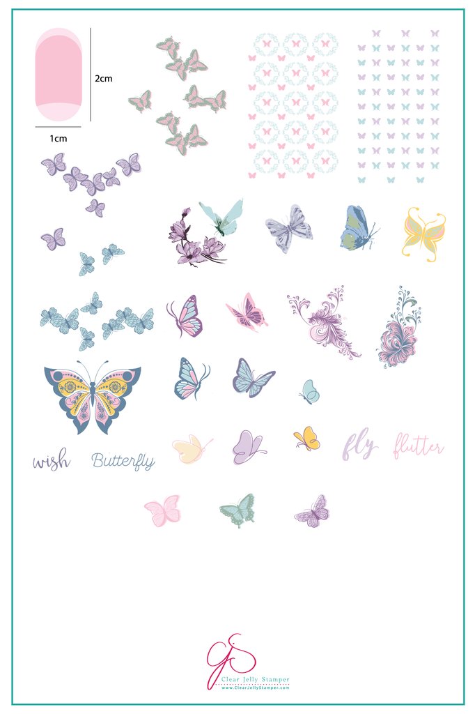 Butterfly Wishes (CjS-80) - Clear Jelly Stamping Plate