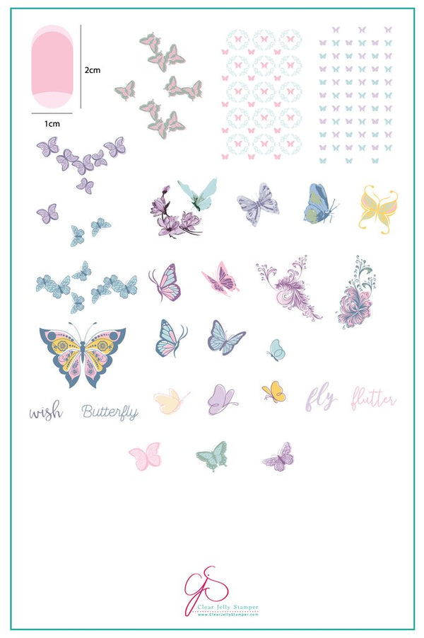 Butterfly Wishes (CjS-80) - Clear Jelly Stamping Plate