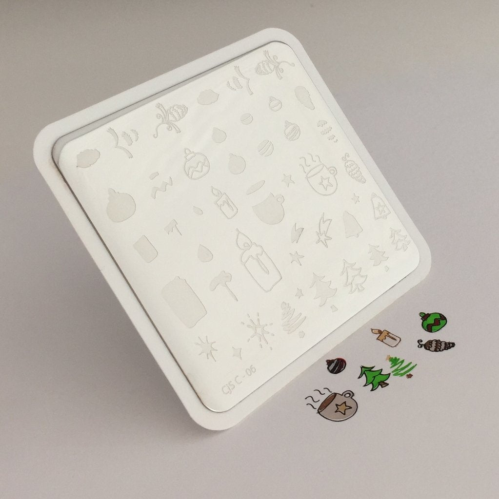 Cappuccino and Candles Christmas Plate (CjSC-06)  - CJS Small Stamping Plate Secondary image