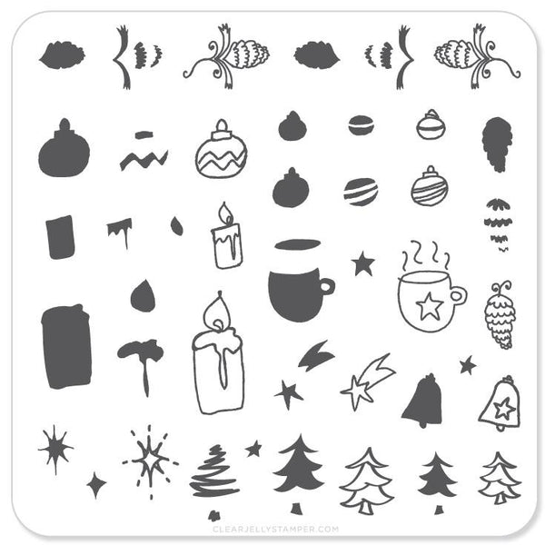 Cappuccino and Candles Christmas Plate (CjSC-06)  - CJS Small Stamping Plate