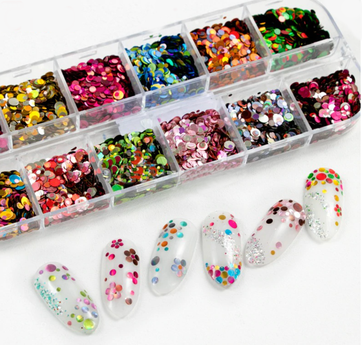 Glitter Kit Sets with 12 Different Dots Multi Sized -  Mixed Colors Main image