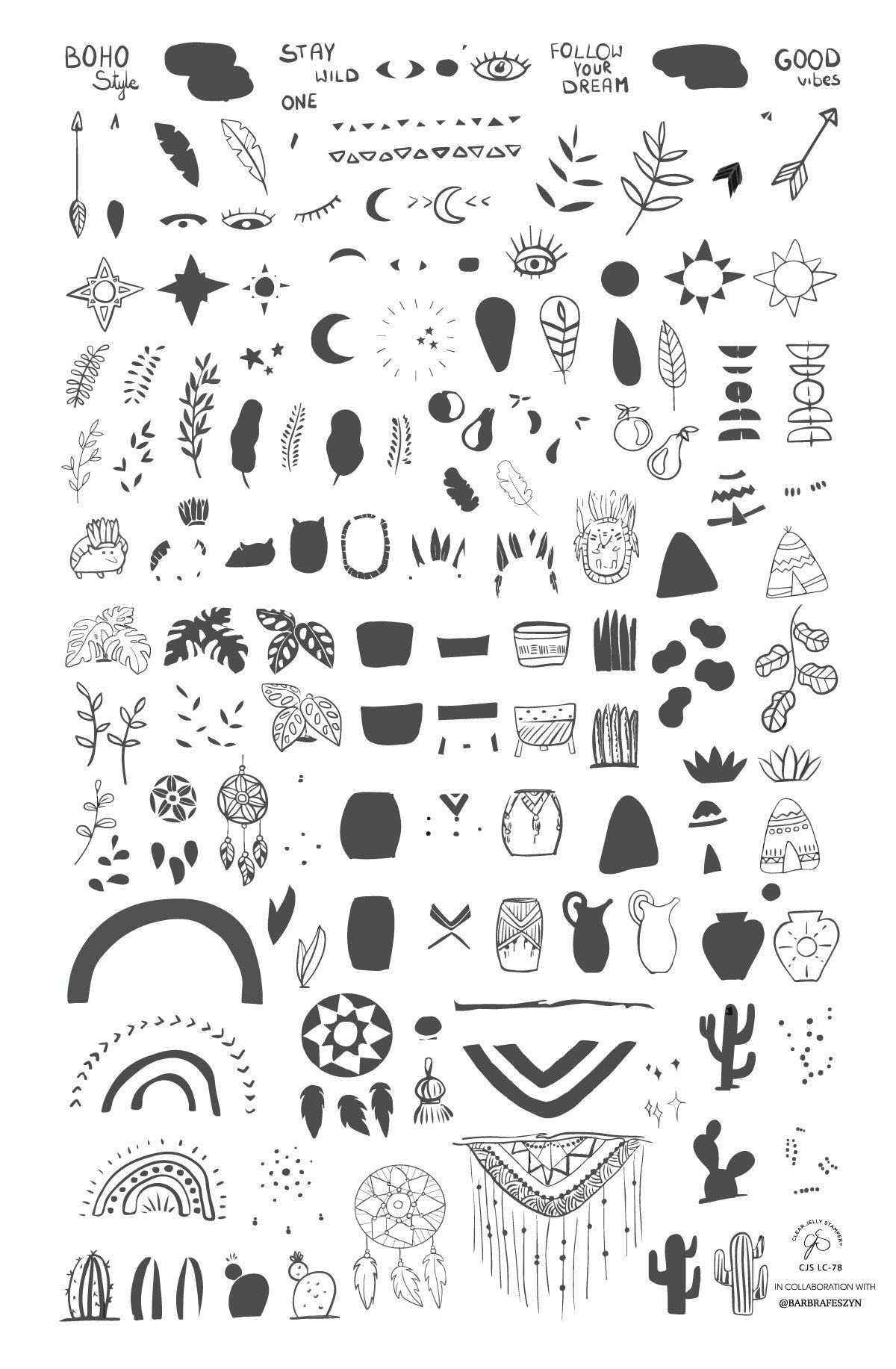 Sketched Art (Previously Named BOHO Vibes) (CjSLC-78) - Clear Jelly Stamping Plate Secondary image