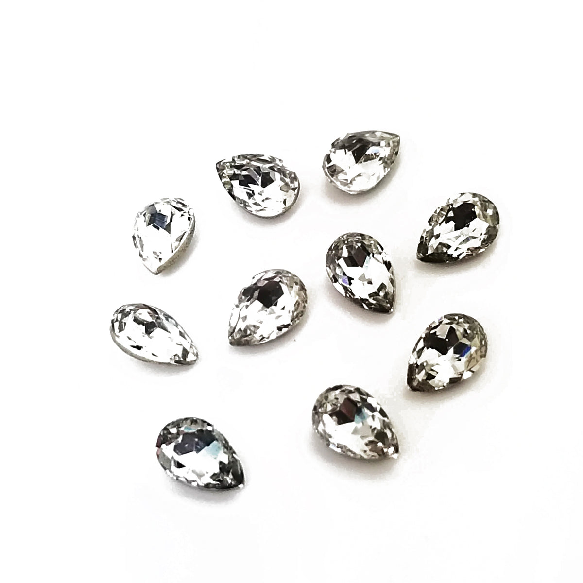 Genuine Crystal Rhinestones - Teardrop Point Crystal Clear 6x8mm