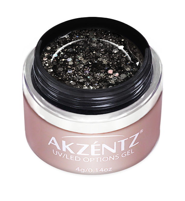 Aurora Onyx Black Glitter Gel - Options UV/LED