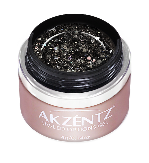 Aurora Onyx Black Glitter Gel - Options UV/LED