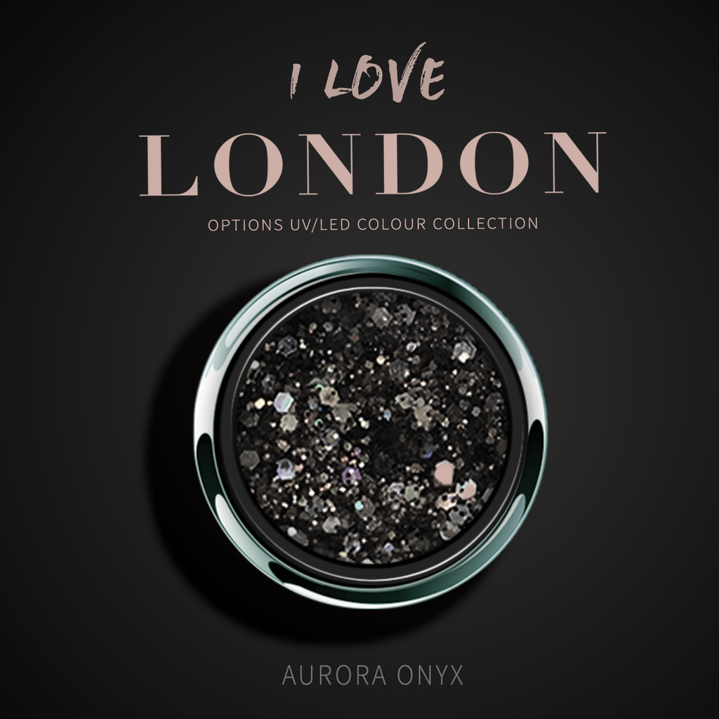 Aurora Onyx Black Glitter Gel - Options UV/LED