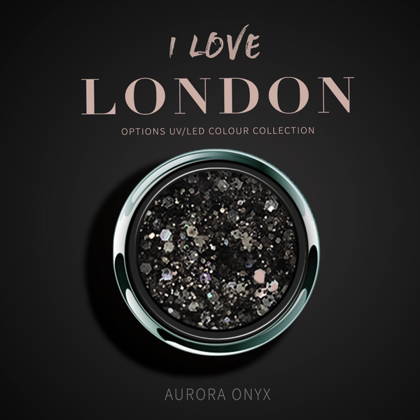 Aurora Onyx Black Glitter Gel - Options UV/LED