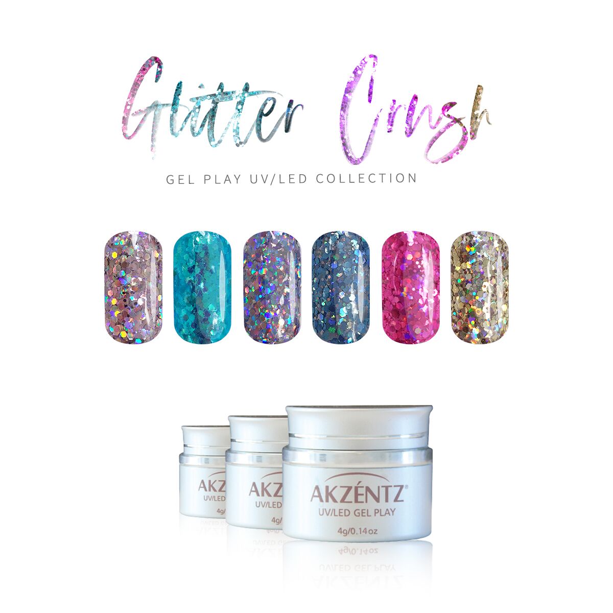 Teal Crush Glitter Gel - Akzentz Gel Play UV/LED Secondary image