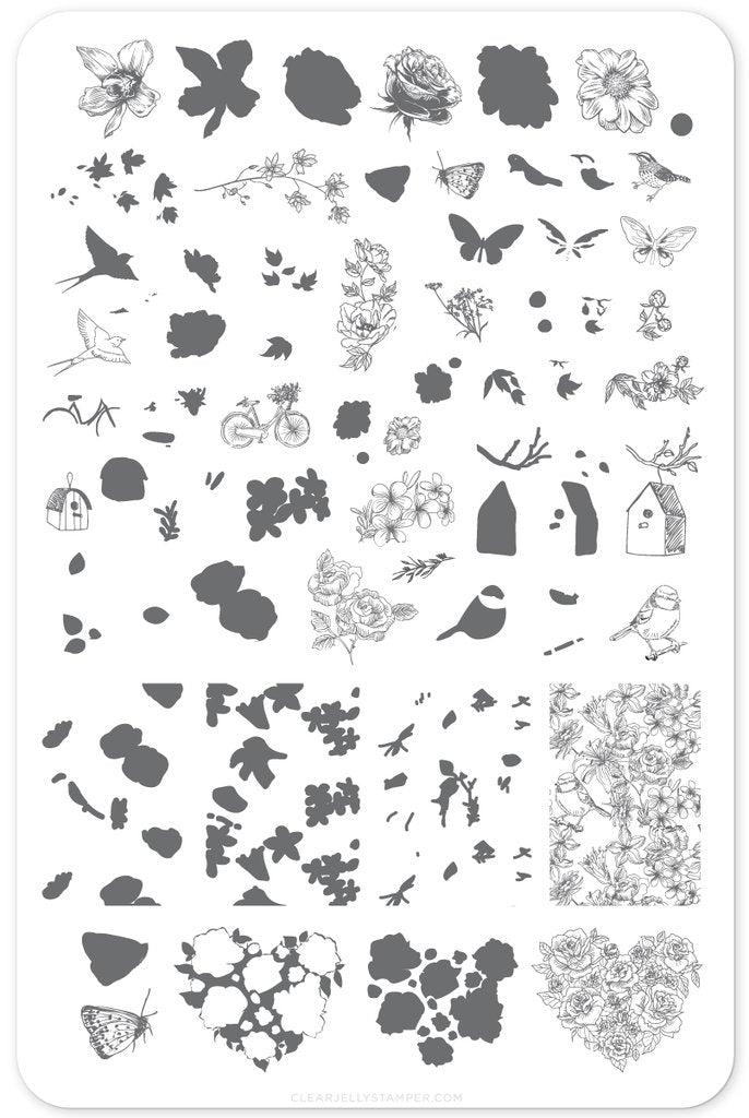 Delicate Garden (CjS-58) - Clear Jelly Stamping Plate