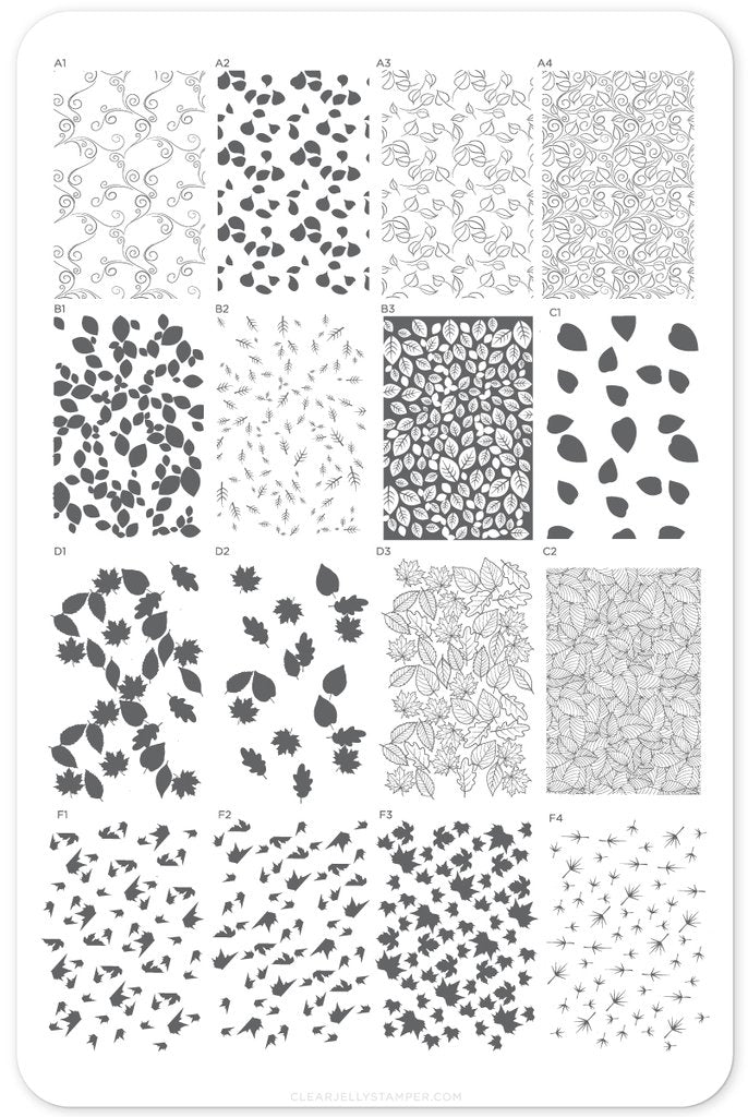 Lovely Layered Leaves (CjS-85)   - Clear Jelly Stamping Plate Secondary image